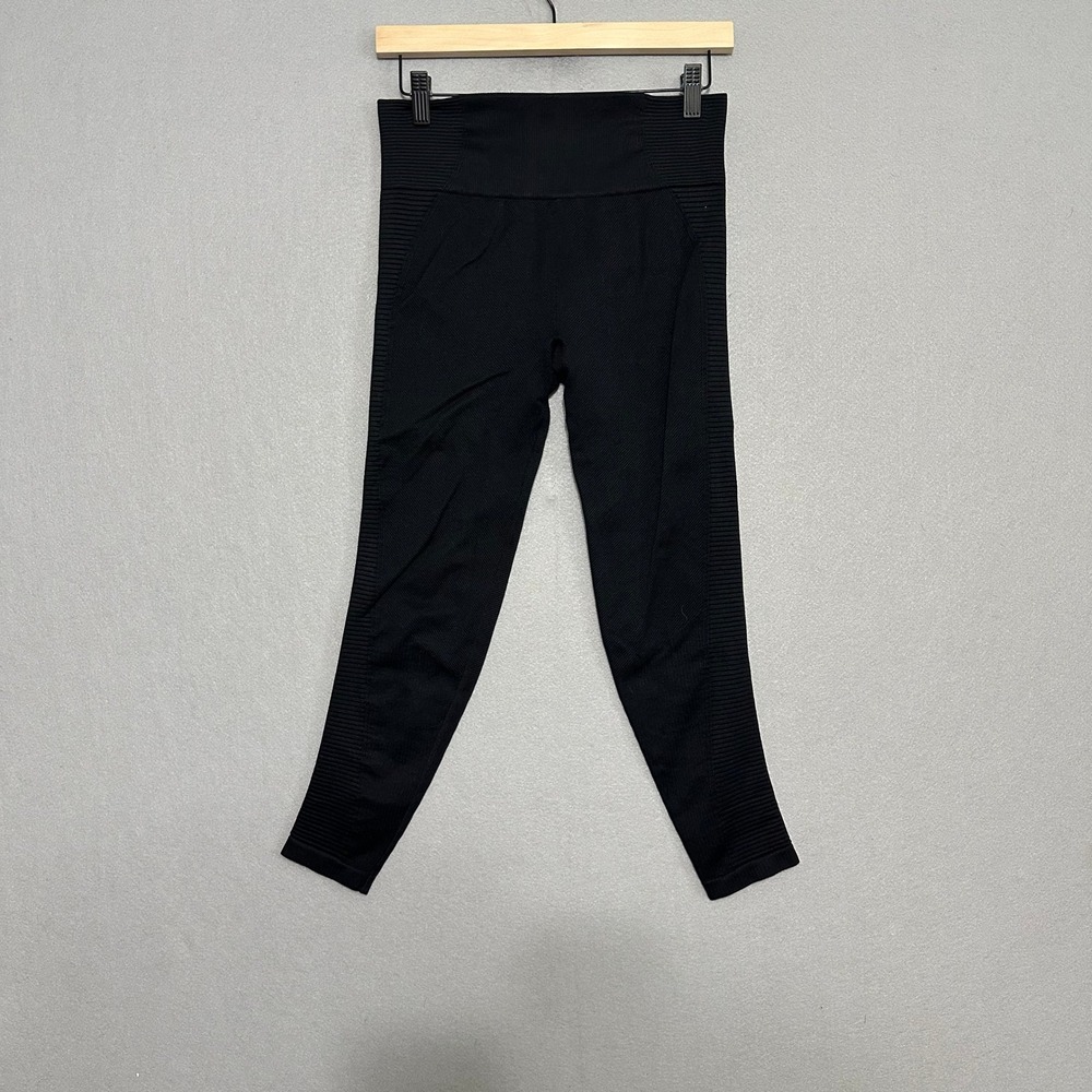Aerie Chill Play Move Leggings Black High Waist Seamless Ribbed Moto Small